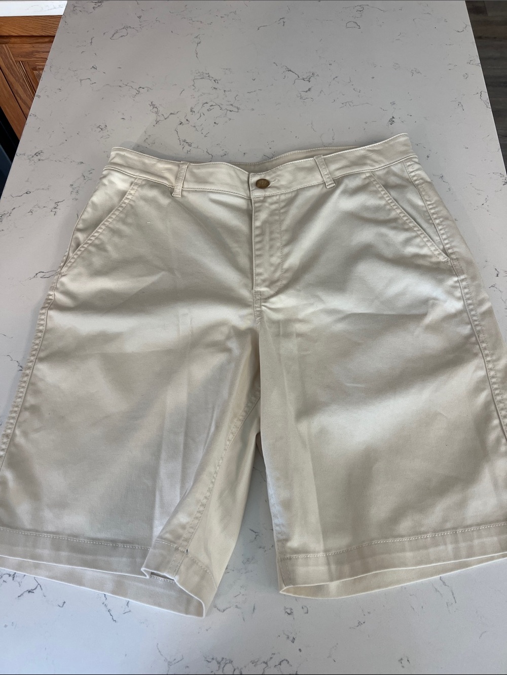 L.L. Bean Cream Women's Chino Bermuda Shorts